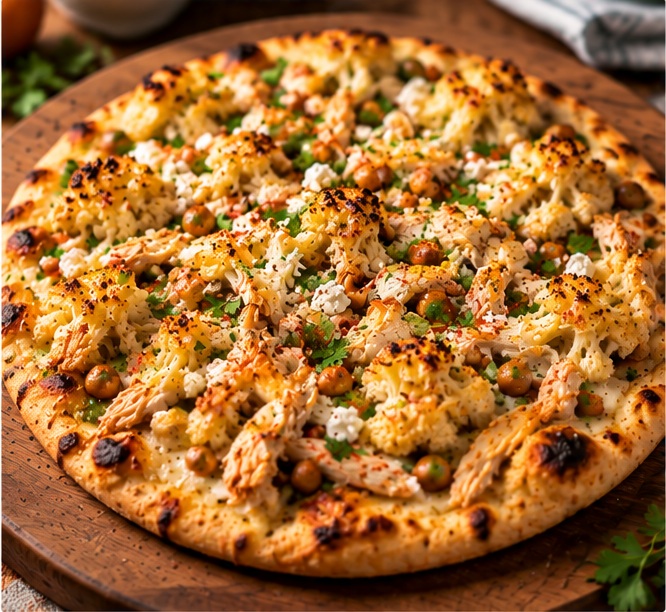 Chicken, Cauliflower & Garbanzo Flatbread