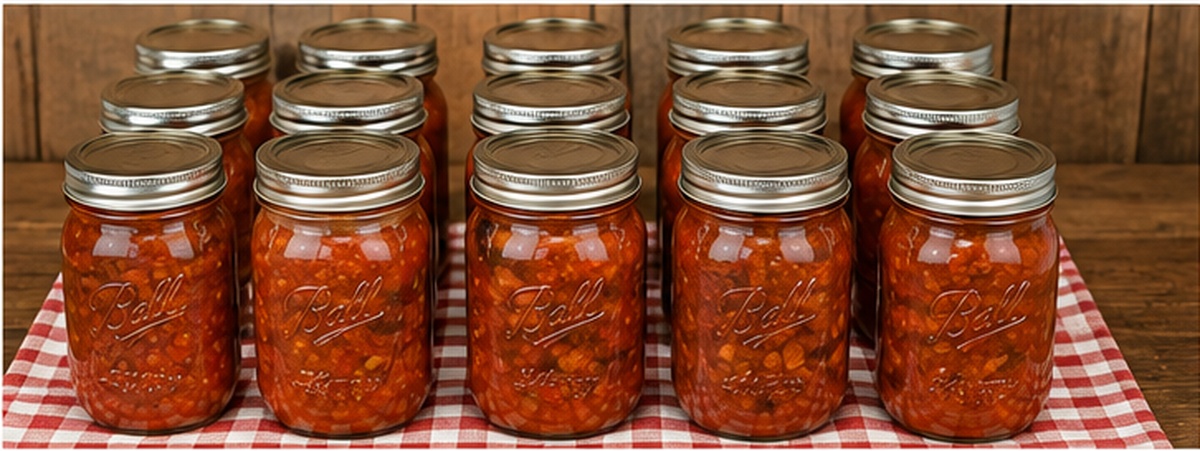 Red Redneck Chili — Canning Batch finished in quart canning jars